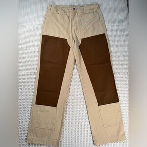 Liquid Lagoon Double Knee Work Pants 33/34 Beige Brown Canvas
